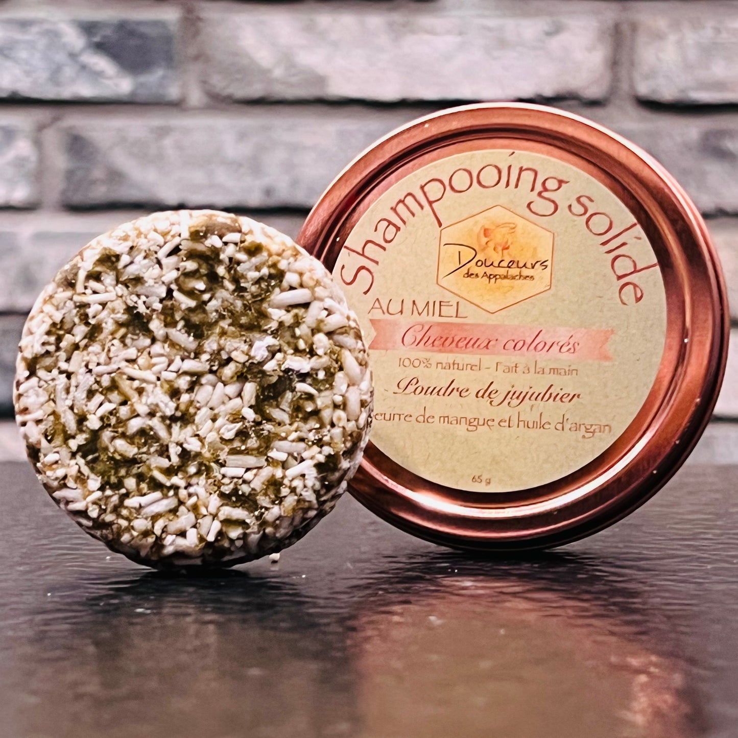 Shampooing solide au miel pour cheveux colorés