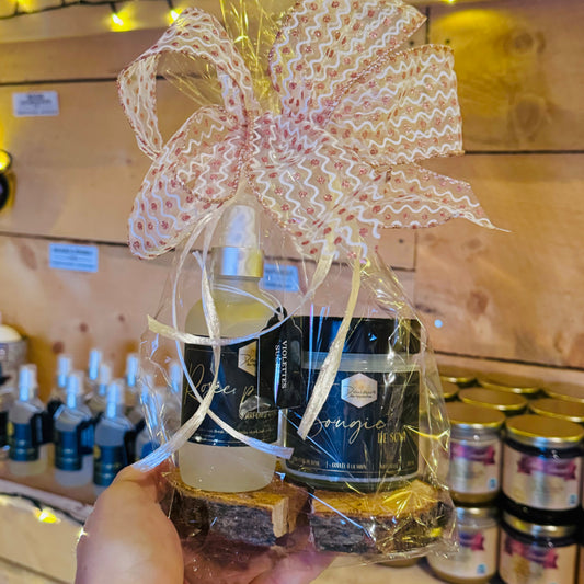 Ensemble - Bougie à la cire de soya et sa rosée parfumée