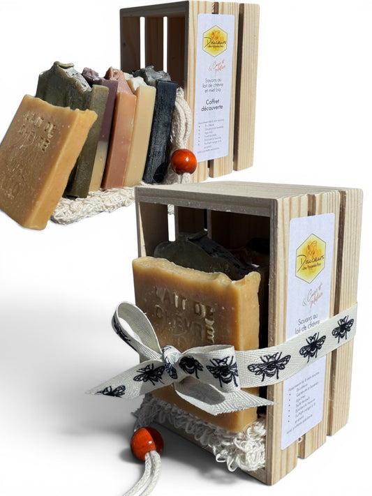 Coffret découverte – Savons au lait de chèvre bio et miel bio