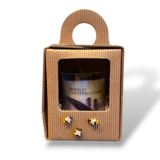 Emballage cadeau - Bougie à la cire de soya avec mèche de coton (110 g)