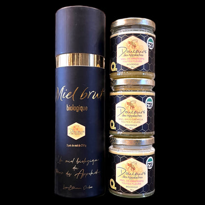 Coffret chic de 3 pots de miel de 250 g