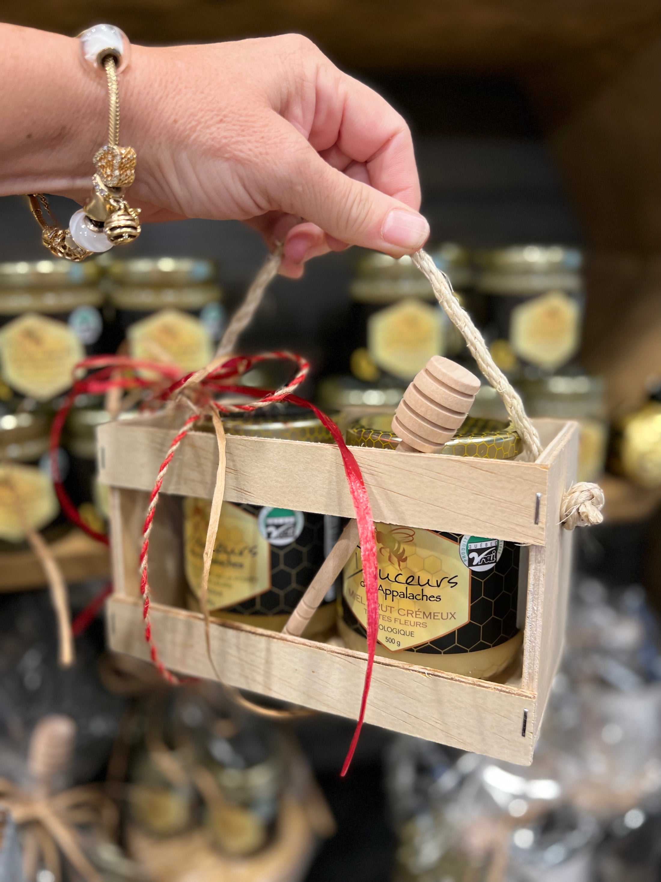 Boîte-cadeau en bois de 2 miels bruts bio