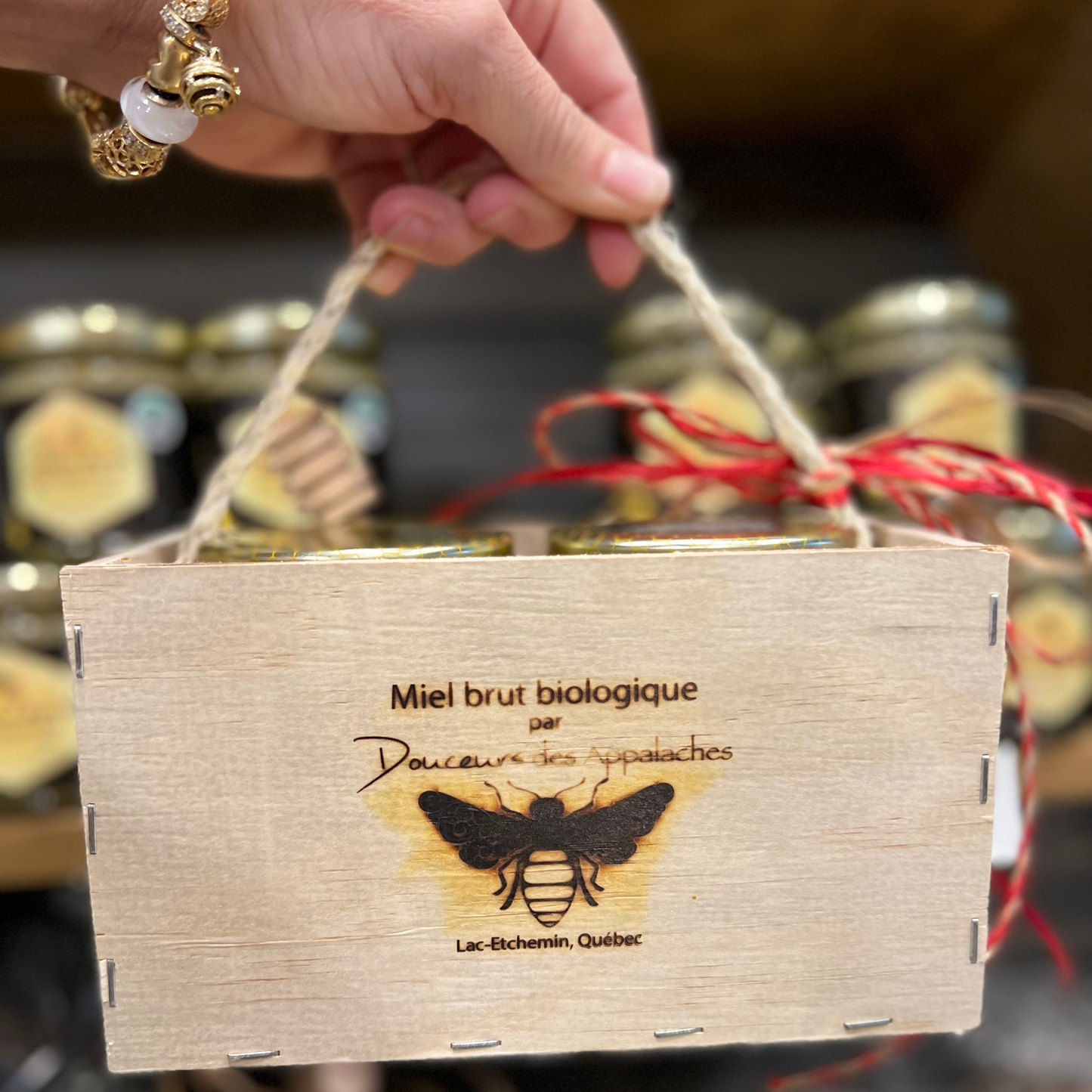 Boîte-cadeau en bois de 2 miels bruts